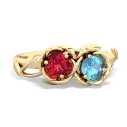 Lab Ruby Rose Garden 14K Yellow Gold ring R5510