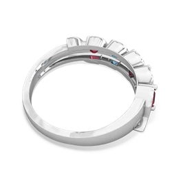 Lab Ruby Anniversary Band 14K White Gold ring R2089