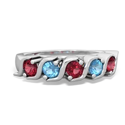 Lab Ruby Anniversary Band 14K White Gold ring R2089