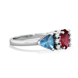Lab Ruby Antique Style Three Stone 14K White Gold ring R2186