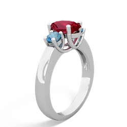 Lab Ruby Three Stone Oval Trellis 14K White Gold ring R4024