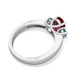 Lab Ruby Three Stone Oval Trellis 14K White Gold ring R4024