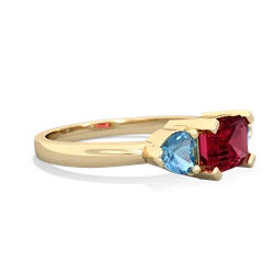 Lab Ruby Three Stone 14K Yellow Gold ring R5235