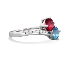 Lab Ruby Channel Set Two Stone 14K White Gold ring R5303