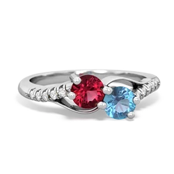 Lab Ruby Infinity Pave Two Stone 14K White Gold ring R5285