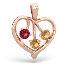 Lab Ruby Glowing Heart 14K Rose Gold pendant P2233