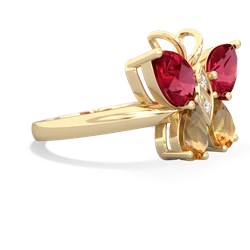 Lab Ruby Butterfly 14K Yellow Gold ring R2215