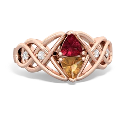 Lab Ruby Keepsake Celtic Knot 14K Rose Gold ring R5300