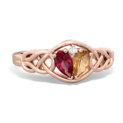 Lab Ruby Celtic Love Knot 14K Rose Gold ring R5420