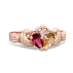 Lab Ruby 'Our Heart' Claddagh 14K Rose Gold ring R2388