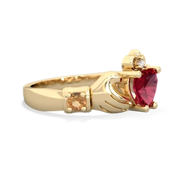 Lab Ruby Claddagh Keepsake 14K Yellow Gold ring R5245