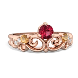 Lab Ruby Crown Keepsake 14K Rose Gold ring R5740