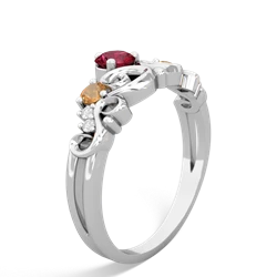 Lab Ruby Crown Keepsake 14K White Gold ring R5740