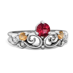 Lab Ruby Crown Keepsake 14K White Gold ring R5740