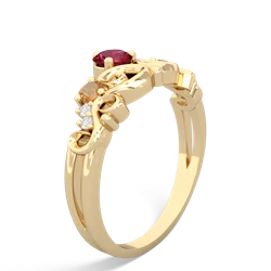 Lab Ruby Crown Keepsake 14K Yellow Gold ring R5740