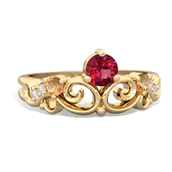 Lab Ruby Crown Keepsake 14K Yellow Gold ring R5740