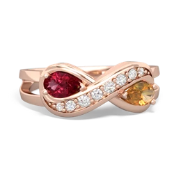 Lab Ruby Diamond Infinity 14K Rose Gold ring R5390