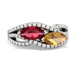 Lab Ruby Diamond Rivers 14K White Gold ring R3070