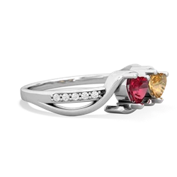 Lab Ruby Side By Side 14K White Gold ring R3090