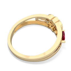 Lab Ruby Hearts Intertwined 14K Yellow Gold ring R5880