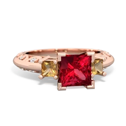 Lab Ruby Eternal Embrace Engagement 14K Rose Gold ring C2001