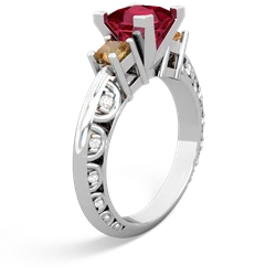 Lab Ruby Eternal Embrace Engagement 14K White Gold ring C2001