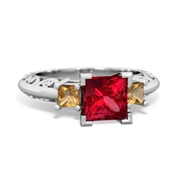 Lab Ruby Eternal Embrace Engagement 14K White Gold ring C2001