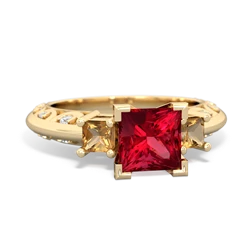 Lab Ruby Eternal Embrace Engagement 14K Yellow Gold ring C2001