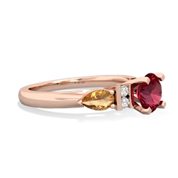 Lab Ruby 6Mm Round Eternal Embrace Engagement 14K Rose Gold ring R2005