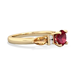 Lab Ruby 6Mm Round Eternal Embrace Engagement 14K Yellow Gold ring R2005