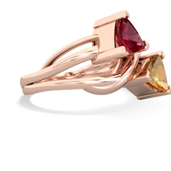 Lab Ruby Split Band Swirl 14K Rose Gold ring R2341