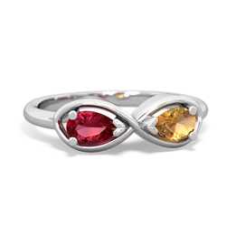 Lab Ruby Infinity 14K White Gold ring R5050