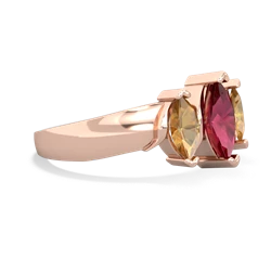 Lab Ruby Three Peeks 14K Rose Gold ring R2433