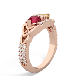 Lab Ruby Sparkling Celtic Knot 14K Rose Gold ring R2645