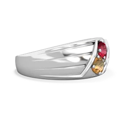 Lab Ruby Men's Streamline 14K White Gold ring R0460