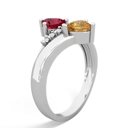 Lab Ruby Heart To Heart 14K White Gold ring R2064