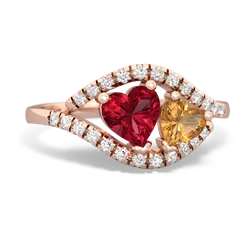 Lab Ruby Mother And Child 14K Rose Gold ring R3010