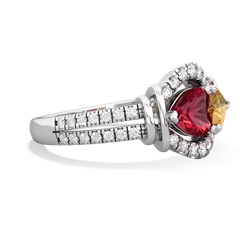 Lab Ruby Art-Deco Keepsake 14K White Gold ring R5630