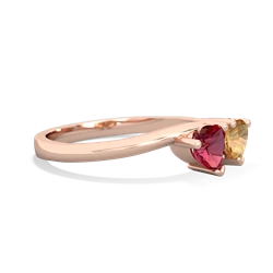 Lab Ruby Sweethearts 14K Rose Gold ring R5260