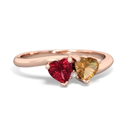 Lab Ruby Sweethearts 14K Rose Gold ring R5260