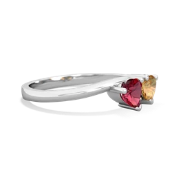 Lab Ruby Sweethearts 14K White Gold ring R5260