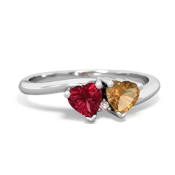 Lab Ruby Sweethearts 14K White Gold ring R5260