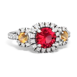 Lab Ruby Regal Halo 14K White Gold ring R5350