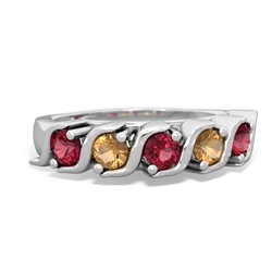 Lab Ruby Anniversary Band 14K White Gold ring R2089