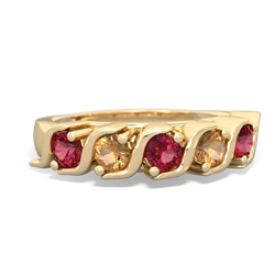 Lab Ruby Anniversary Band 14K Yellow Gold ring R2089