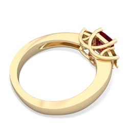 Lab Ruby Three Stone Trellis 14K Yellow Gold ring R4015