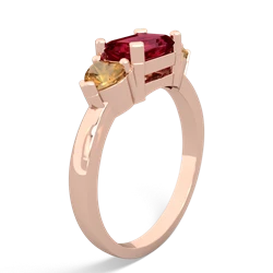 Lab Ruby Three Stone 14K Rose Gold ring R5235