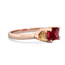 Lab Ruby Three Stone 14K Rose Gold ring R5235