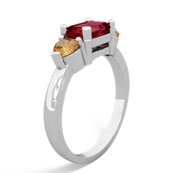 Lab Ruby Three Stone 14K White Gold ring R5235