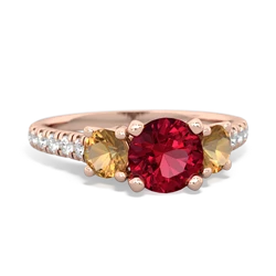 Lab Ruby Pave Trellis 14K Rose Gold ring R5500